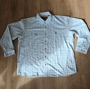 ORVIS Mens Blue Checkered Plaid Long Sleeve Button Up Shirt Size XXL, Active Fit